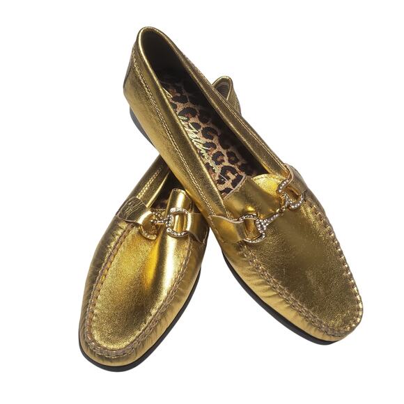 Vintage Frankie and Baby by Beverly Feldman Gold Loafers - Picture 1 of 10